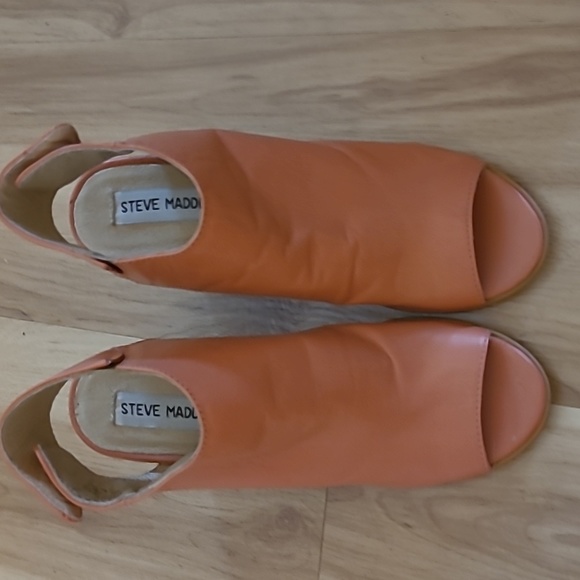 Steve Madden NONSTP Leather Peep Toe Chunky Heel Sling-back Bootie Women's US 7m - Picture 4 of 8